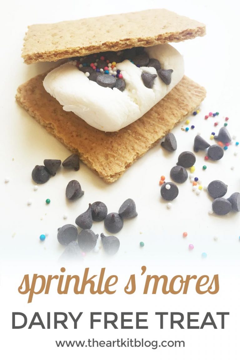 The Yummiest Dairy Free No Bake sprinkle S'mores From The Art Kit Blog, Visit the Blog or Pin for Later
