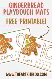 Free Gingerbread Ten Frame Playdough Printable (Numbers 0-10)