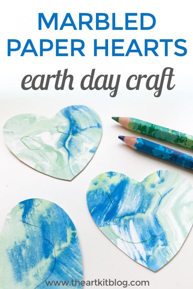 marbled hearts earth day craft shaving cream marbled paint the art kit blog