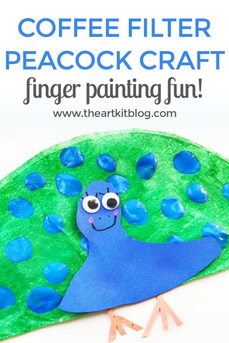 Coffee filter craft - finger painting peacocks