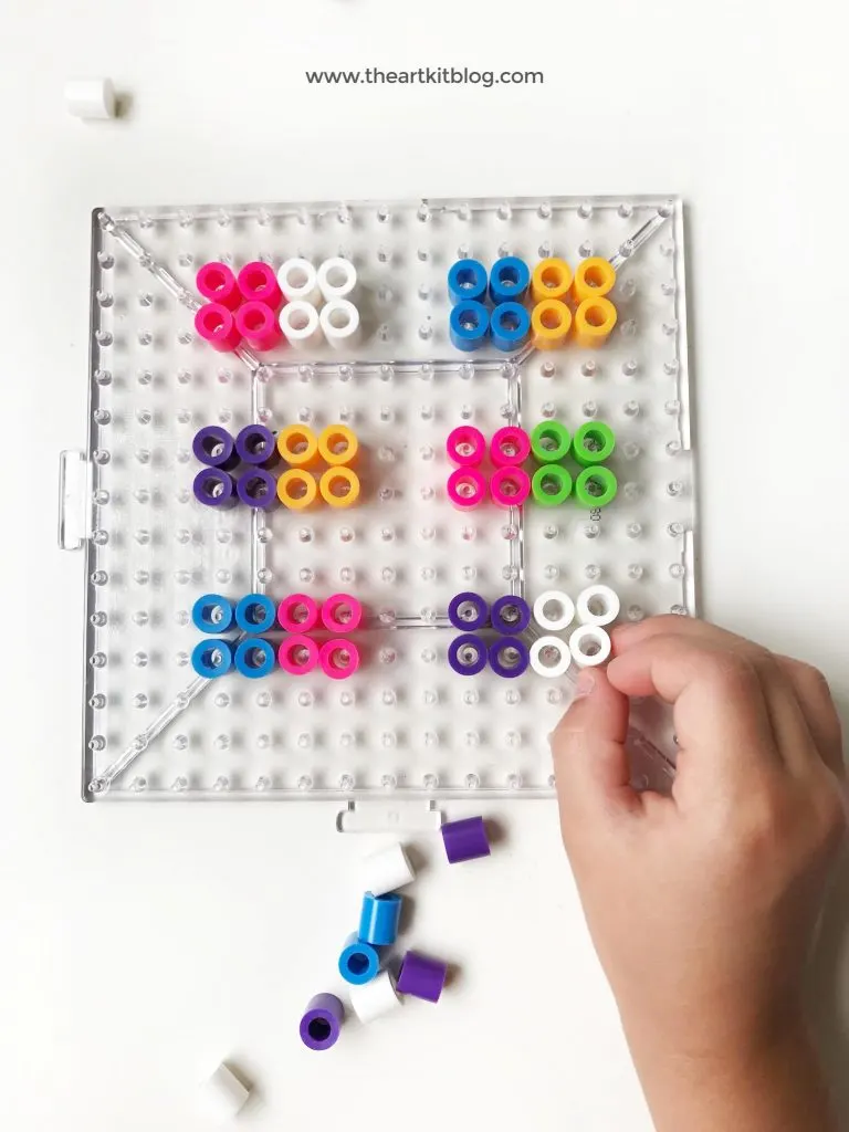 Perler bead activities for kids - diy color dominoes from the art kit