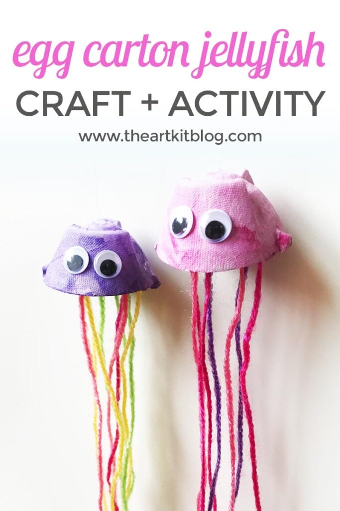 Egg carton jellyfish craft and jellyfish puppets from the art kit blog