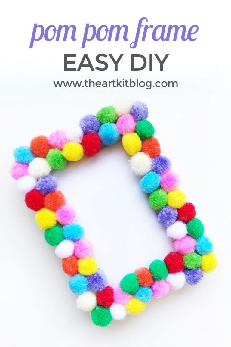 pom pom diy picture frame from the art kit blog