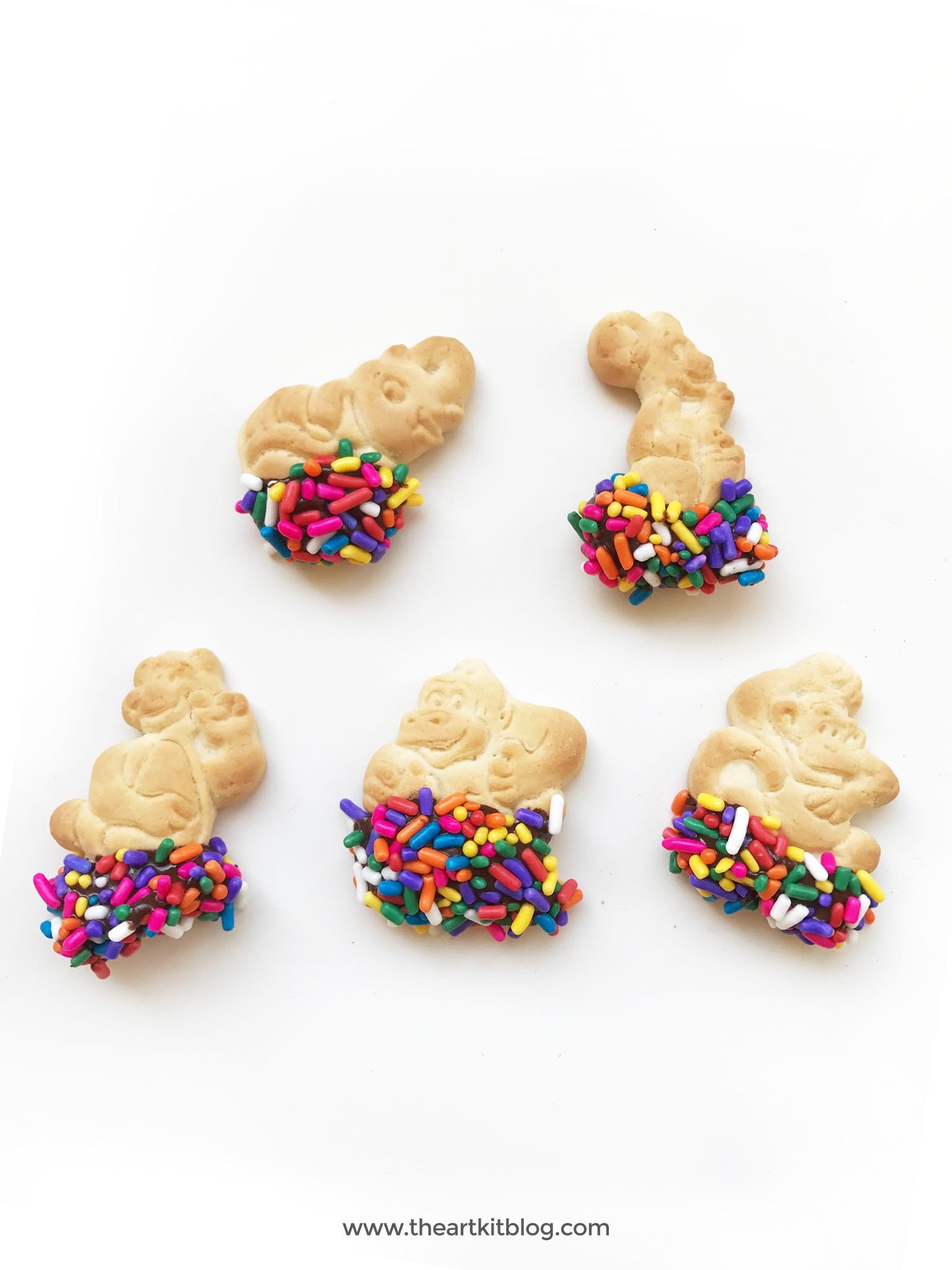 chocolate dipped animal crackers sprinkles kids recipe fun The Art Kit