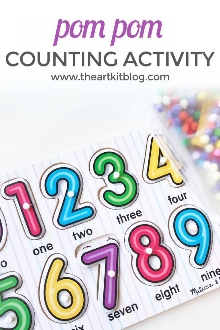 Pom pom counting activity for toddlers from @theartkit www.theartkitblog.com