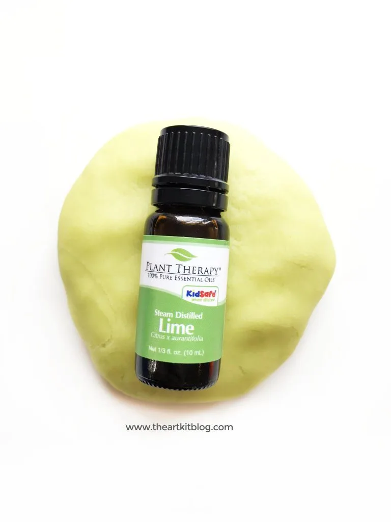 Lime playdough scented with kid safe lime essential oils homemade play dough by the art kit