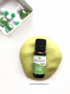 Lime playdough scented with kid safe lime essential oils homemade play dough by the art kit