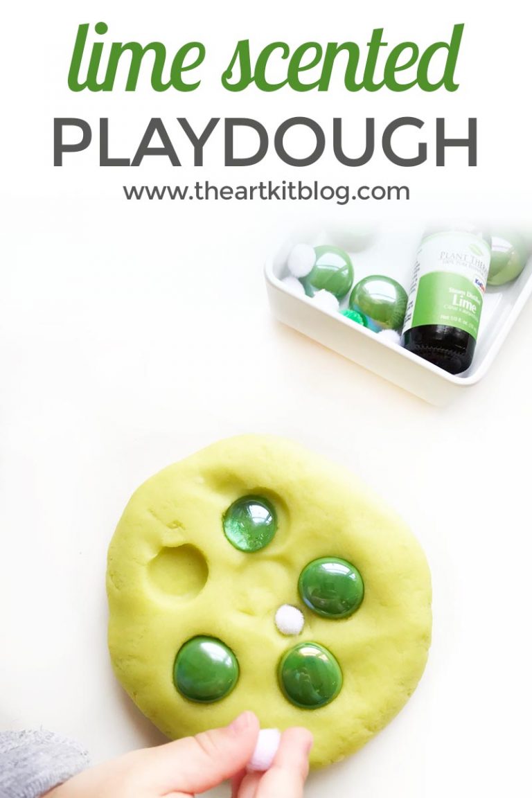 Lime playdough scented with kid safe lime essential oils homemade play dough by the art kit