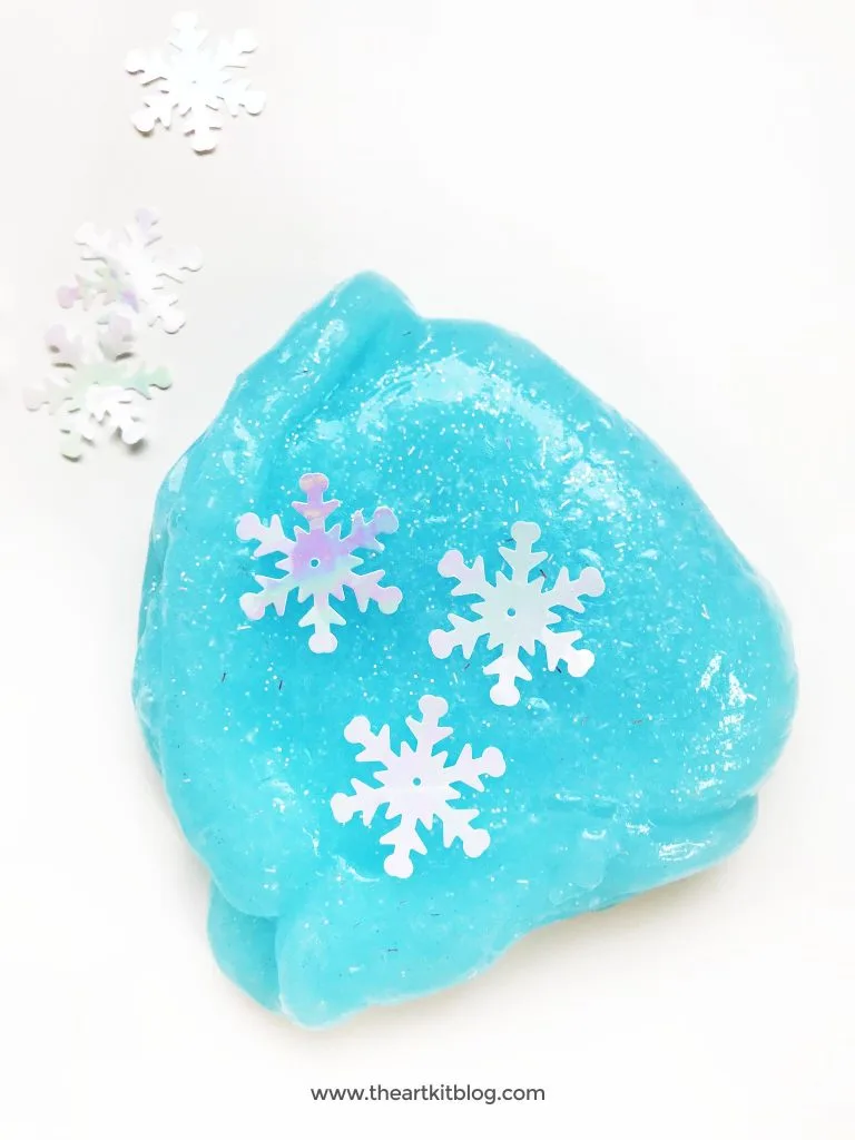 How to Make Homemade Snowflake Slime Recipe the art kit liquid starch glitter glue FACEBOOK