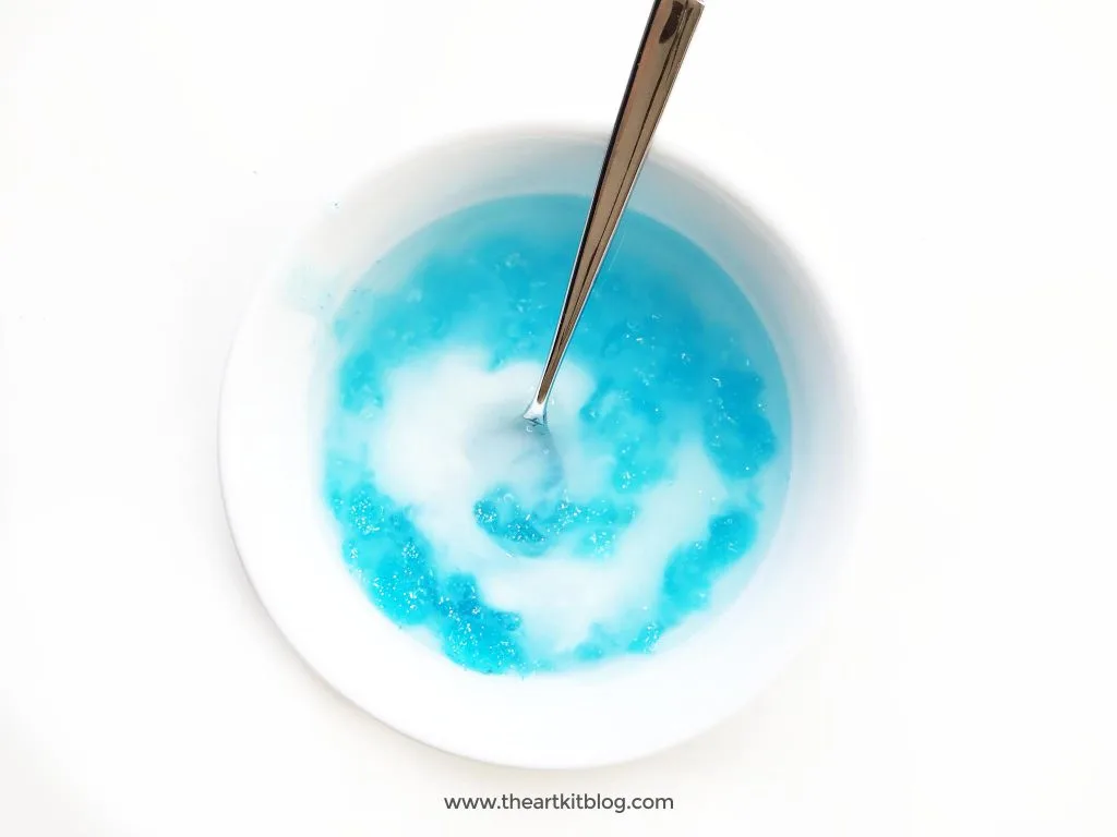 How to Make Homemade Snowflake Slime Recipe the art kit liquid starch glitter glue FACEBOOK