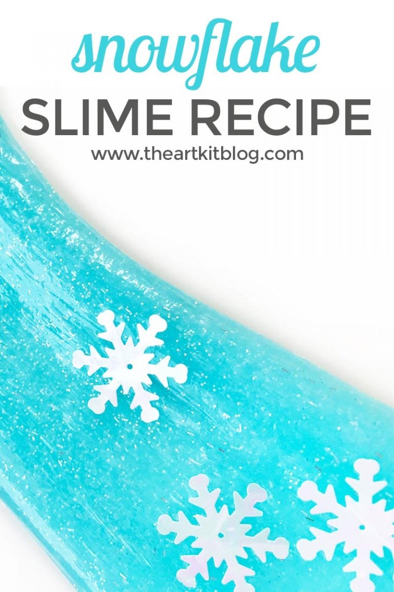 How to Make Homemade Snowflake Slime Recipe the art kit liquid starch glitter glue FACEBOOK
