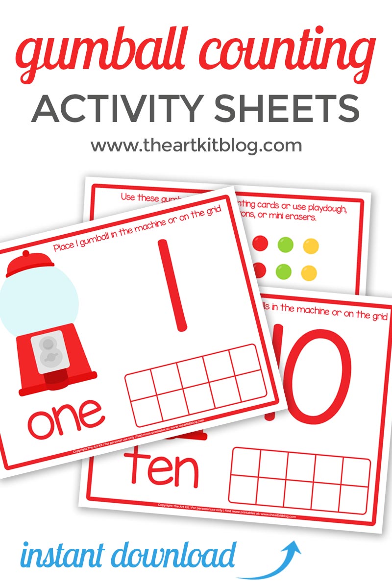 Gumball Counting Playdough Mats {Instant Download Printable} - The Art Kit