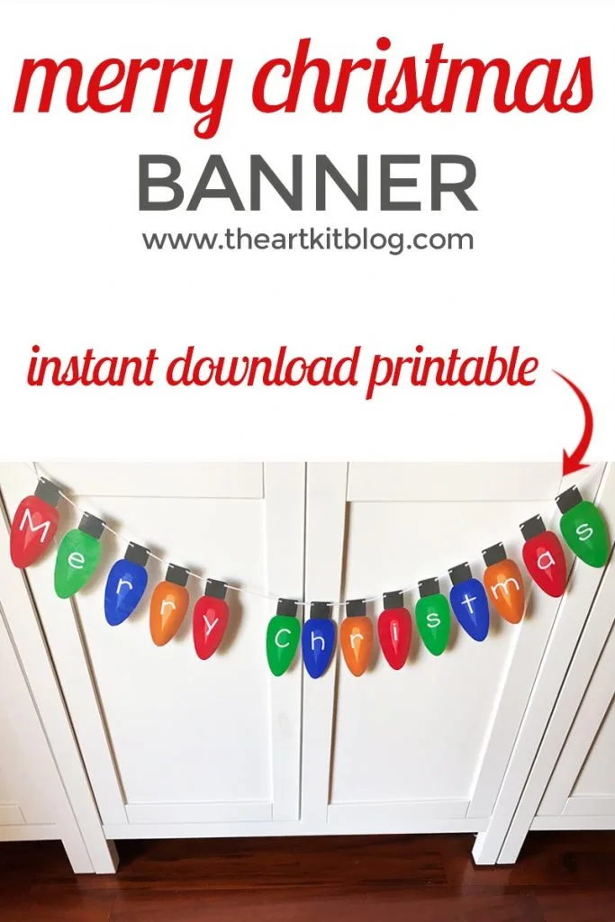 merry christmas light bulb banner printable the art kit