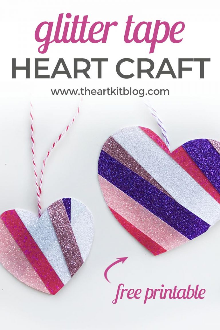 glitter tape hearts no mess valentines day craft for kids