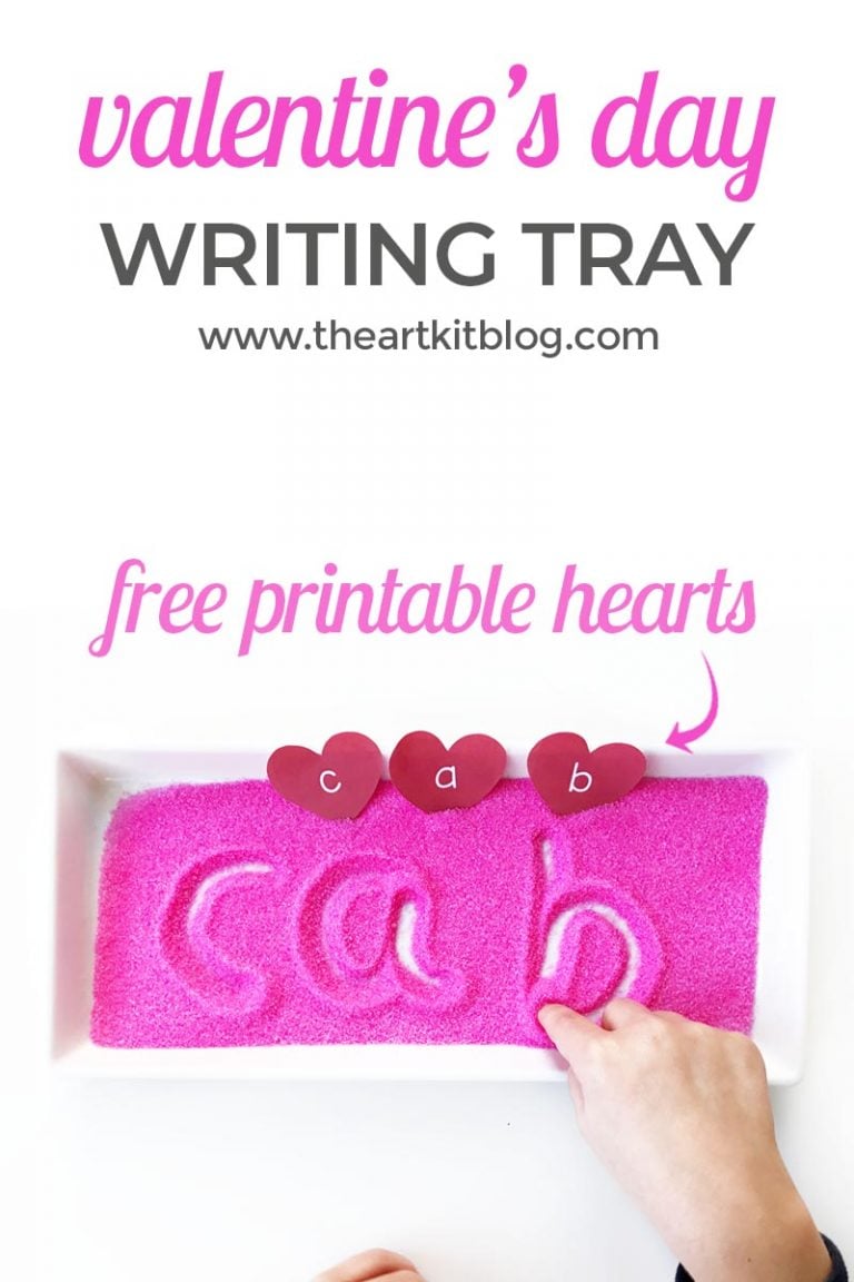 valentines day writing tray free printable hearts letter practice salt tray