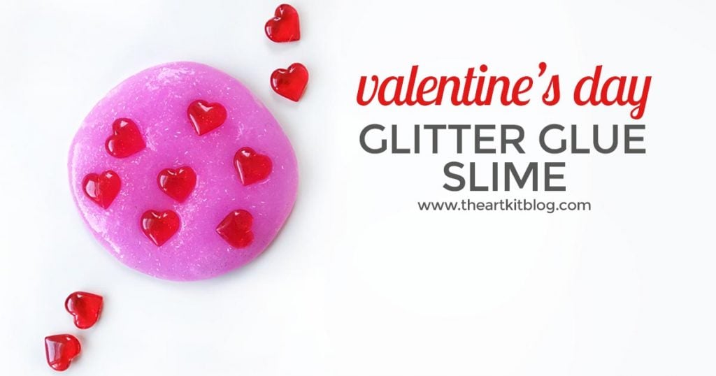Valentine's Day GLITTER GLUE SLIME recipe hearts