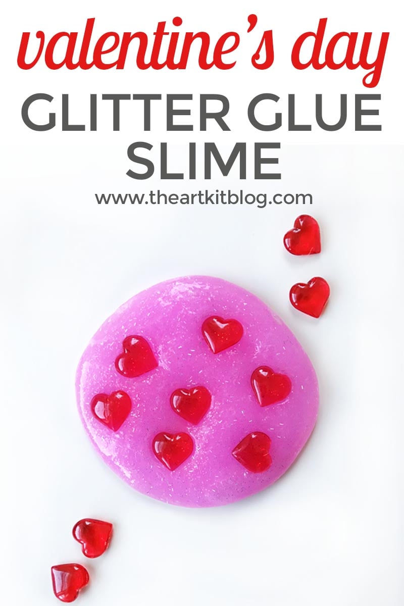 Valentine's Day GLITTER GLUE SLIME recipe hearts