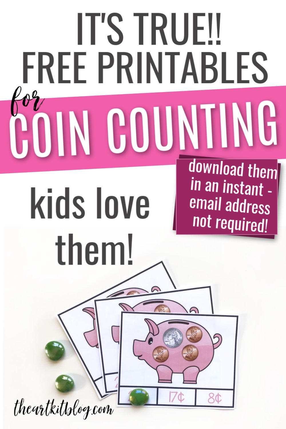 FREE! Coin Counting Printables - The Art Kit
