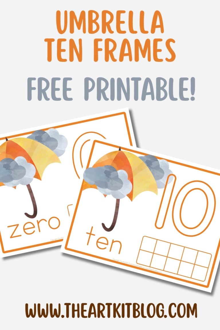 FREE Umbrella Ten Frame Printable for Kids – Numbers 0–10