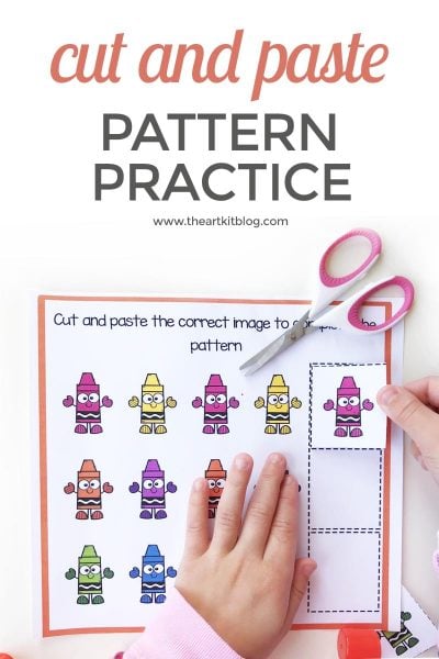 cut and paste pattern practice worksheet free printable pinterest