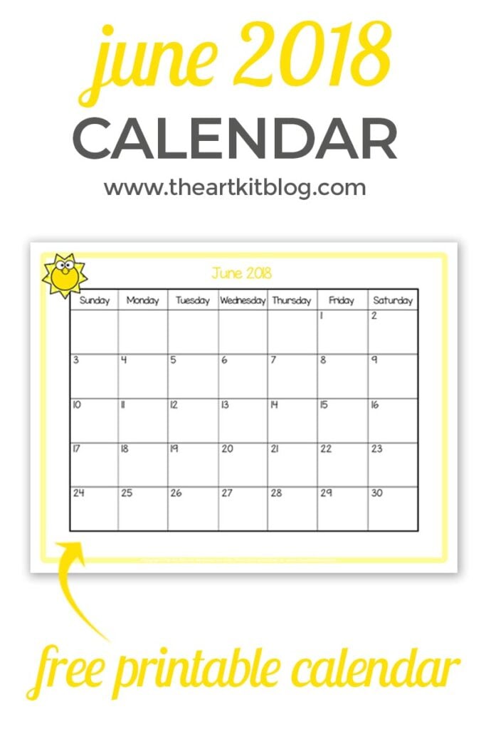 free printable june 2018 calendar great for kids the art kit