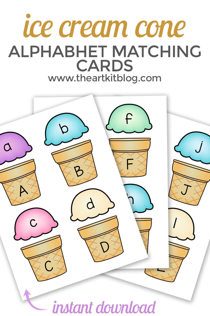 Printable Ice Cream Cone Matching - From ABCs to ACTs