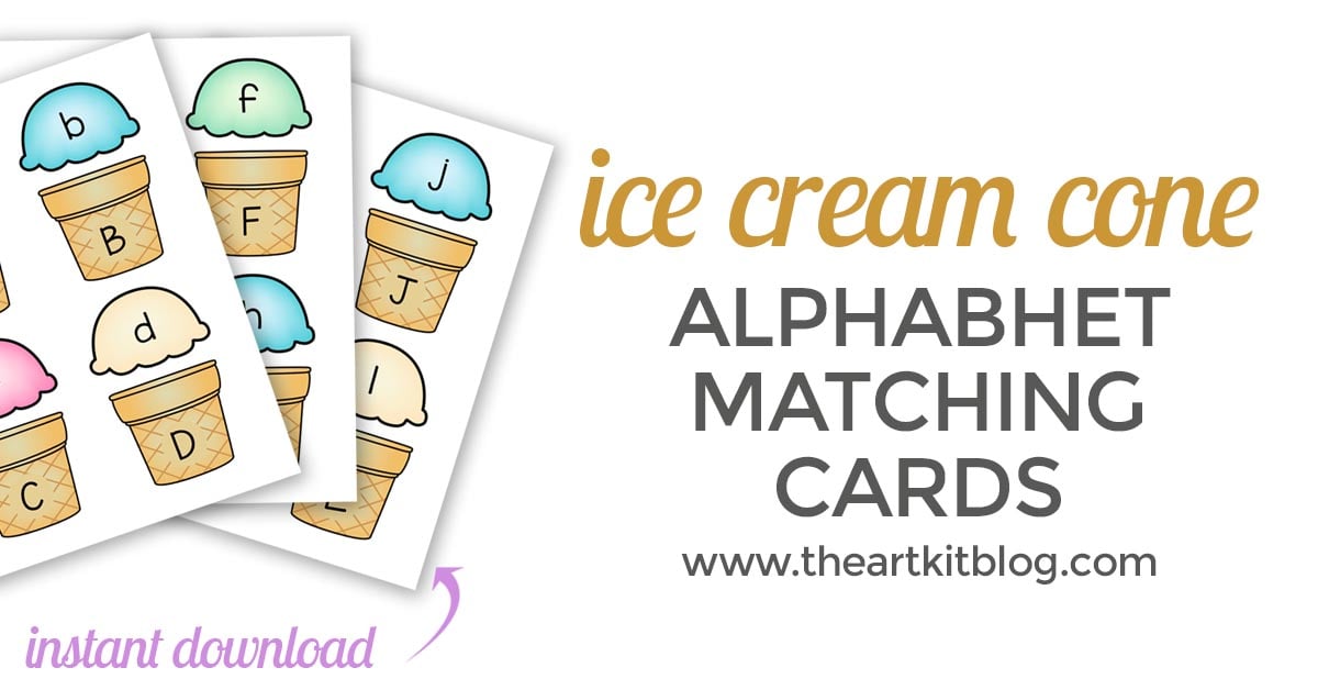 Ice Cream Cone Alphabet Match Up Printable Cards Instant Download