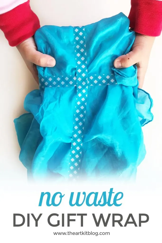 no waste gift wrap using silks from sarahs silks and washi tape or ribbon, great for minimalists