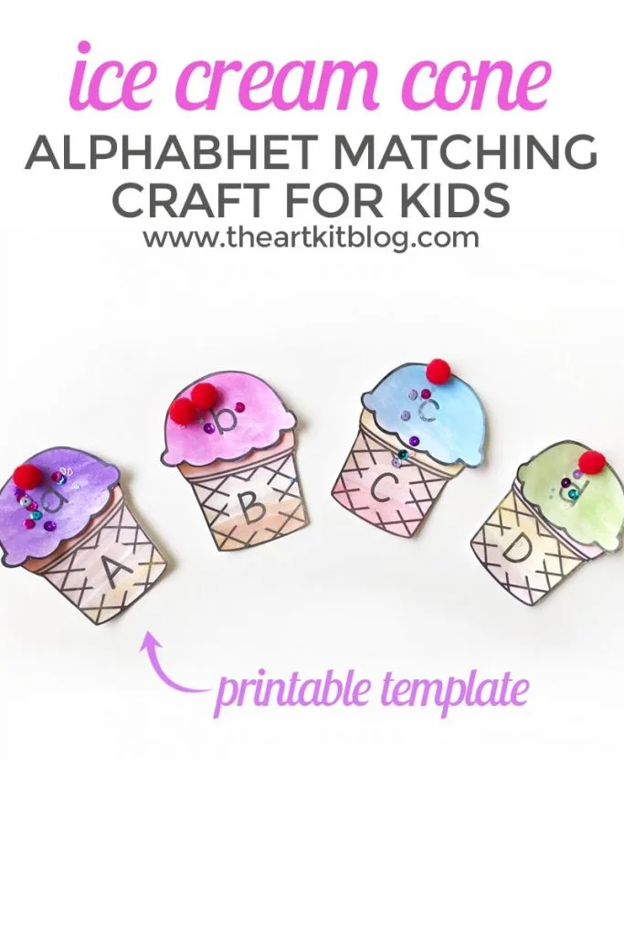 ice cream cone abc matching craft kids alphabet