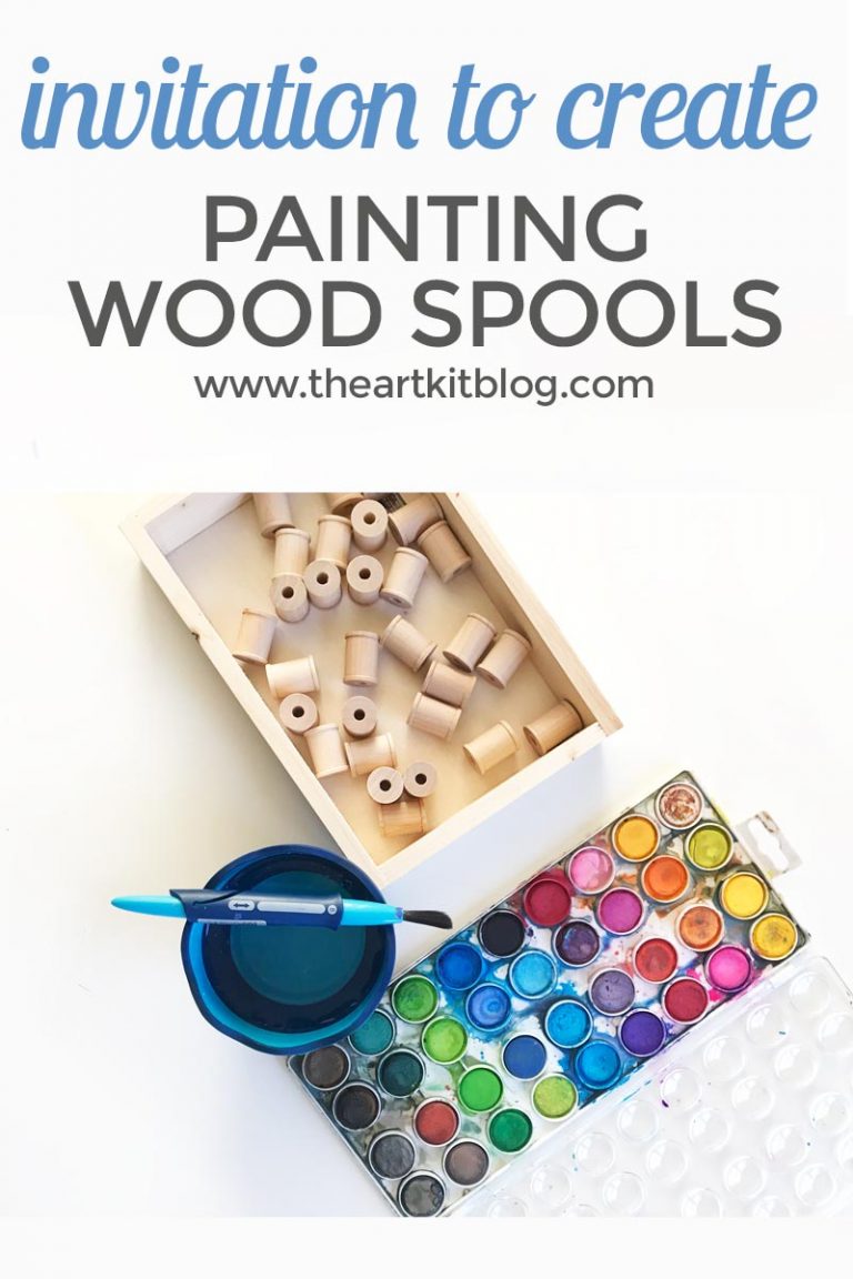 painting wood spools watercolor invitation to create art kids