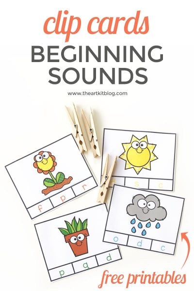 BEGINNING SOUNDS clip cards for spring free printables 1