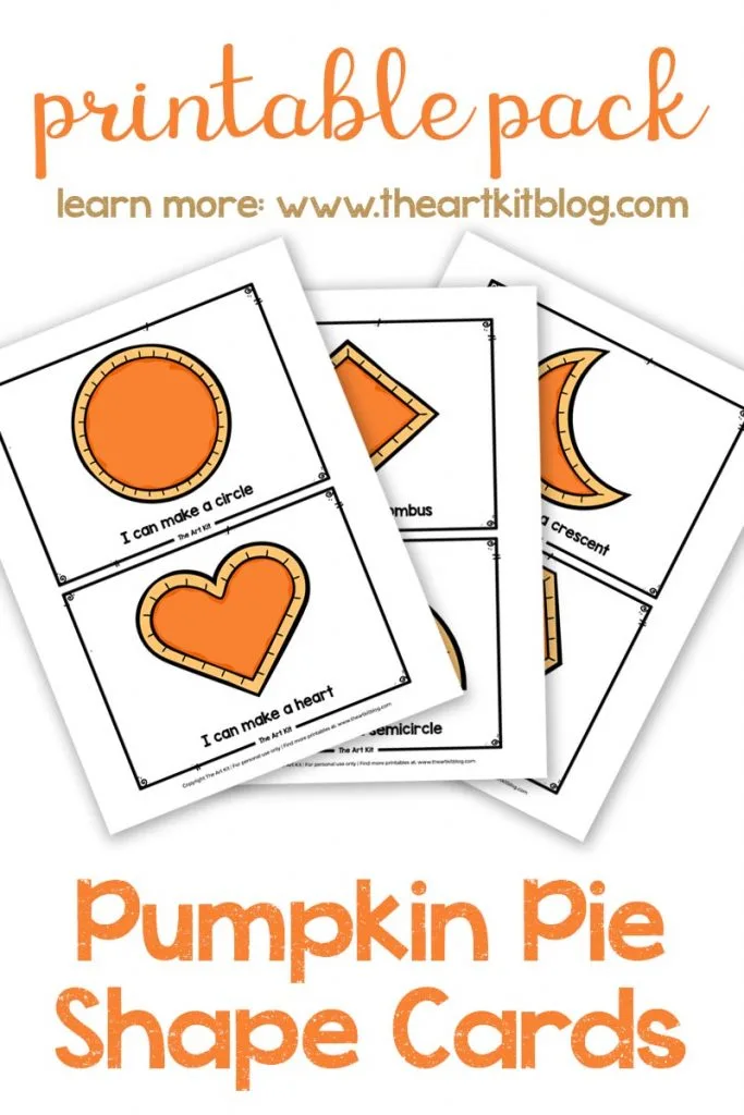 Perfect for Thanksgiving or Pi Day! The kids will love learning about shapes with these FREE pumpkin pie shape cards!