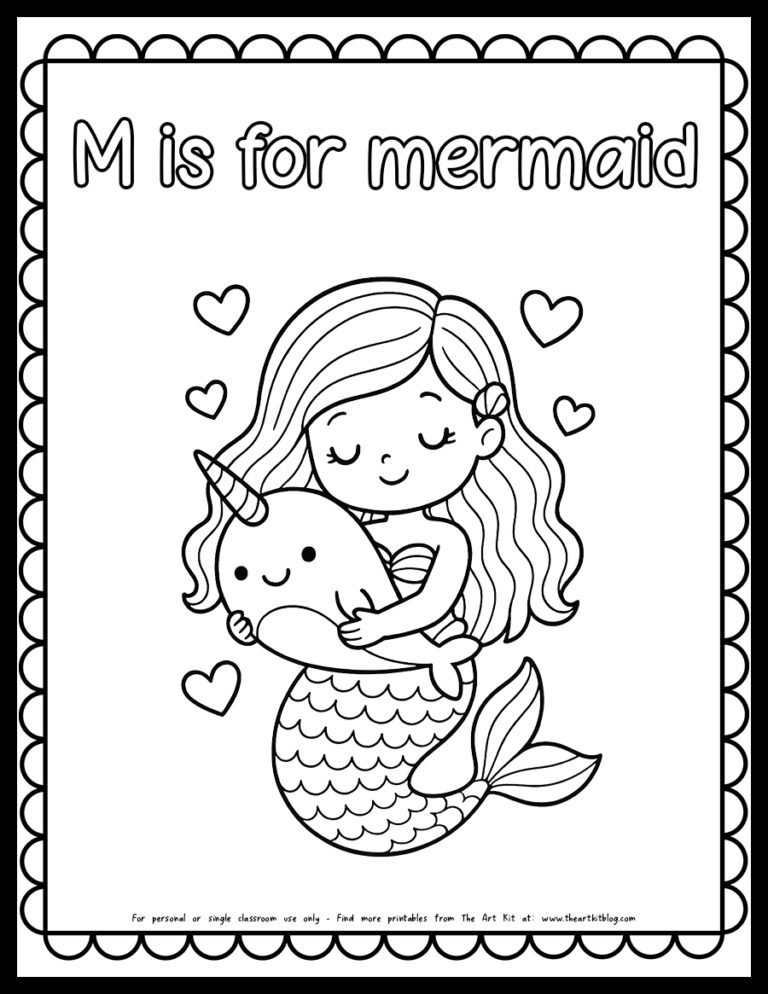 coloring pages - m is for mermaid coloring page printable the ar