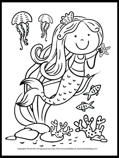mermaid coloring page free printable