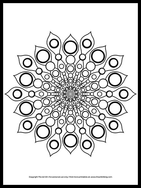 free circular mandala coloring page printable  the art kit