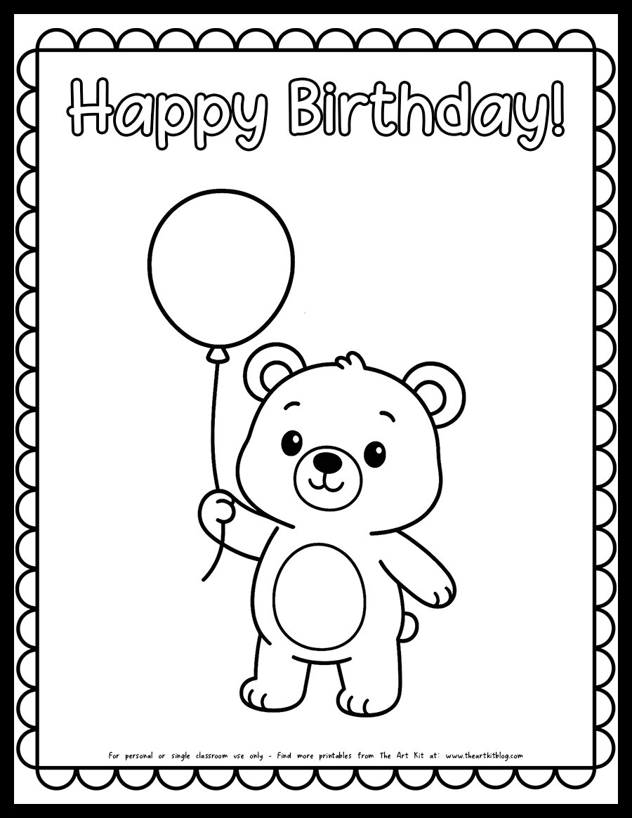 happy birthday bear balloon coloring page printable_the art kit copy