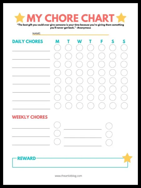 Free Printable Chore Chart for Kids