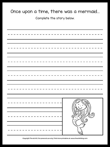 creative writing prompt coloring page printable mermaid download