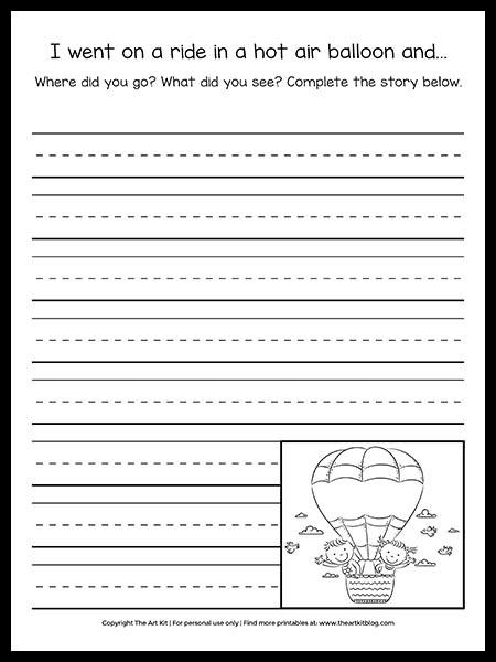 creative writing prompt printable hot air balloon download