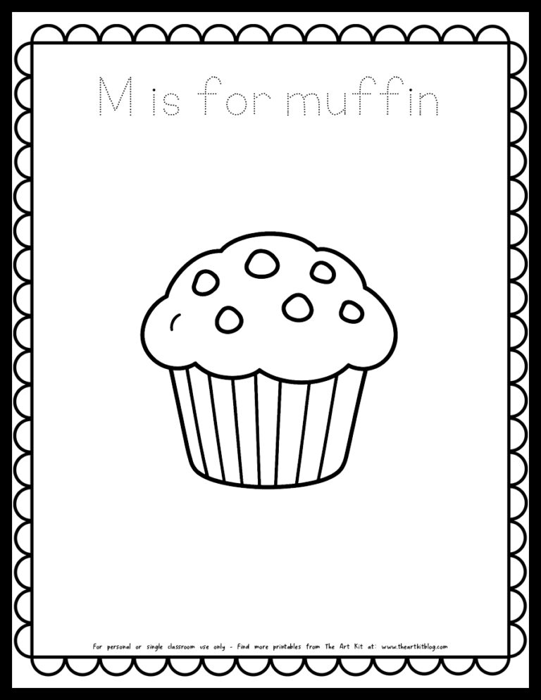 m is for muffin coloring page download