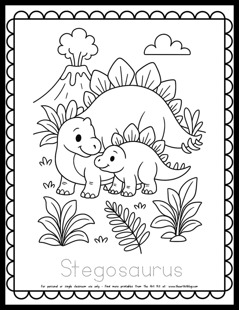 Stegosaurus-dinosaur-coloring-page-the-art-kit copy - The Art Kit