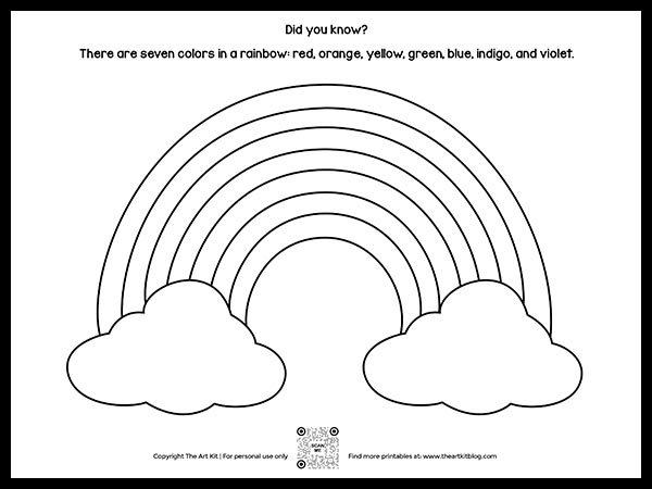 CUTE! Free Printable Rainbow Coloring Pages - The Art Kit
