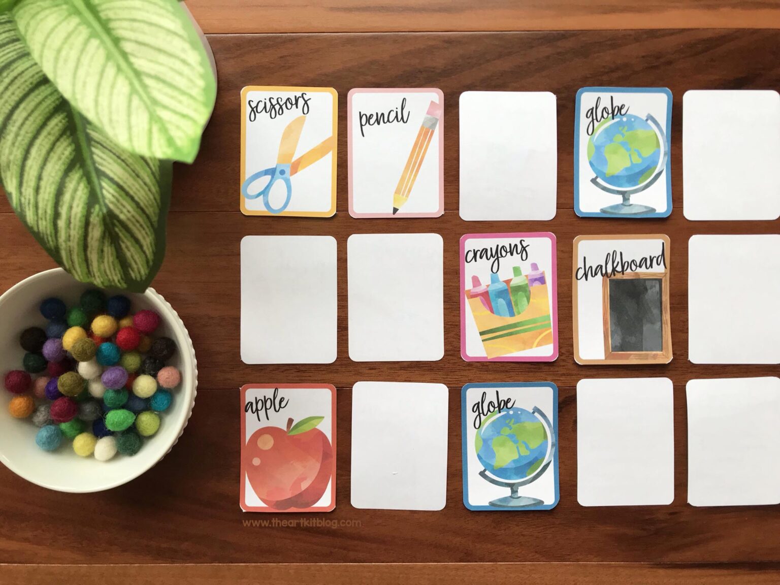 Memory Match Game: School Supply Edition! Free Printables! - The Art Kit