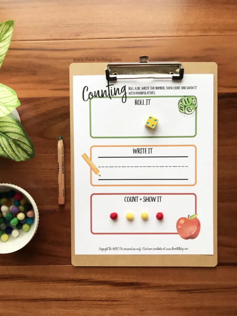 dice game printable roll it count it show it