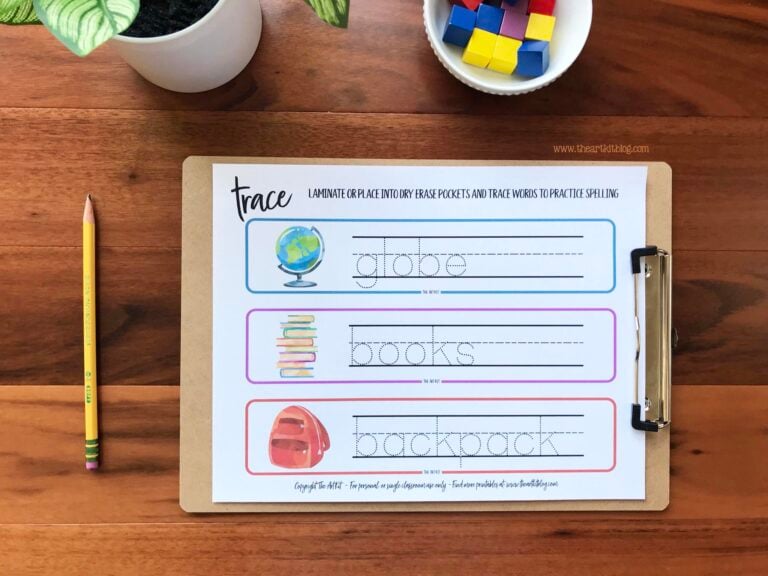 word tracing practice printable free