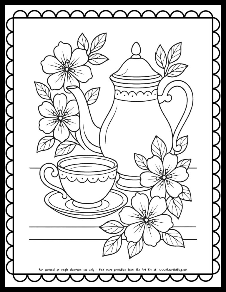 tea coloring pages