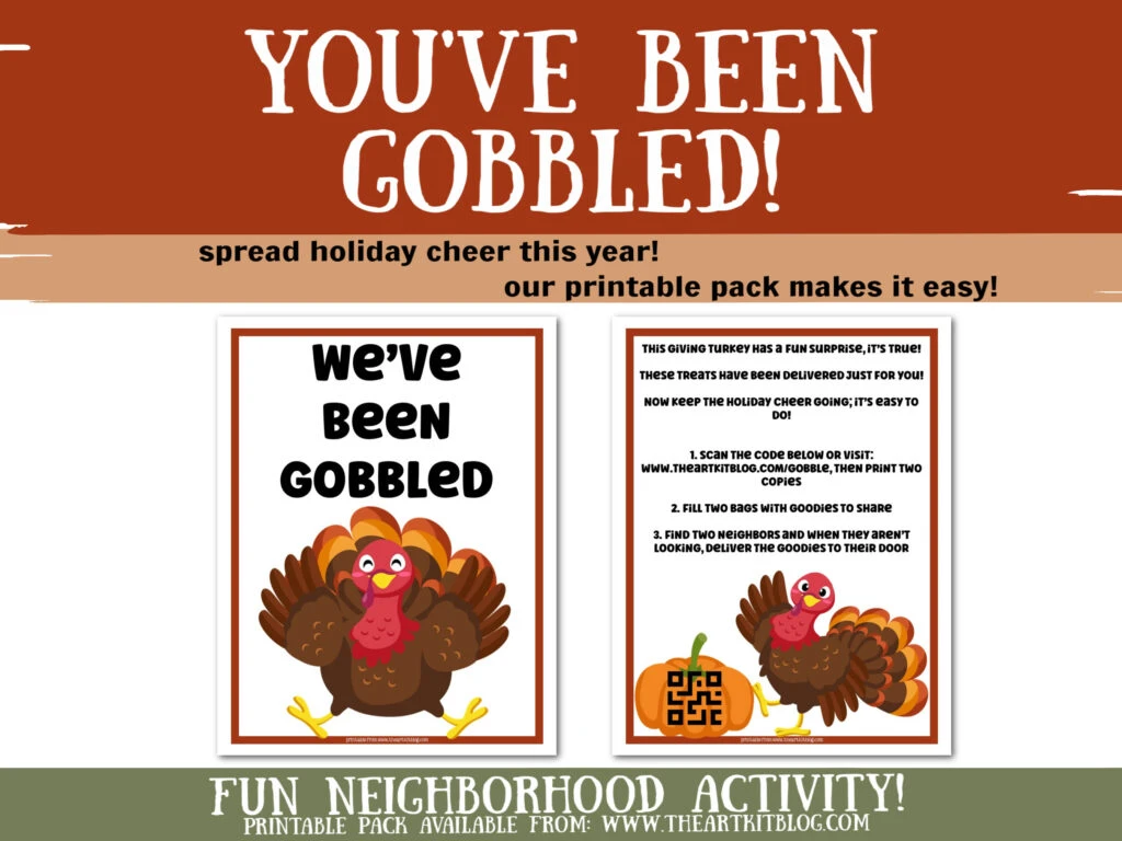 weve been gobbled thanksgiving printable fall activity