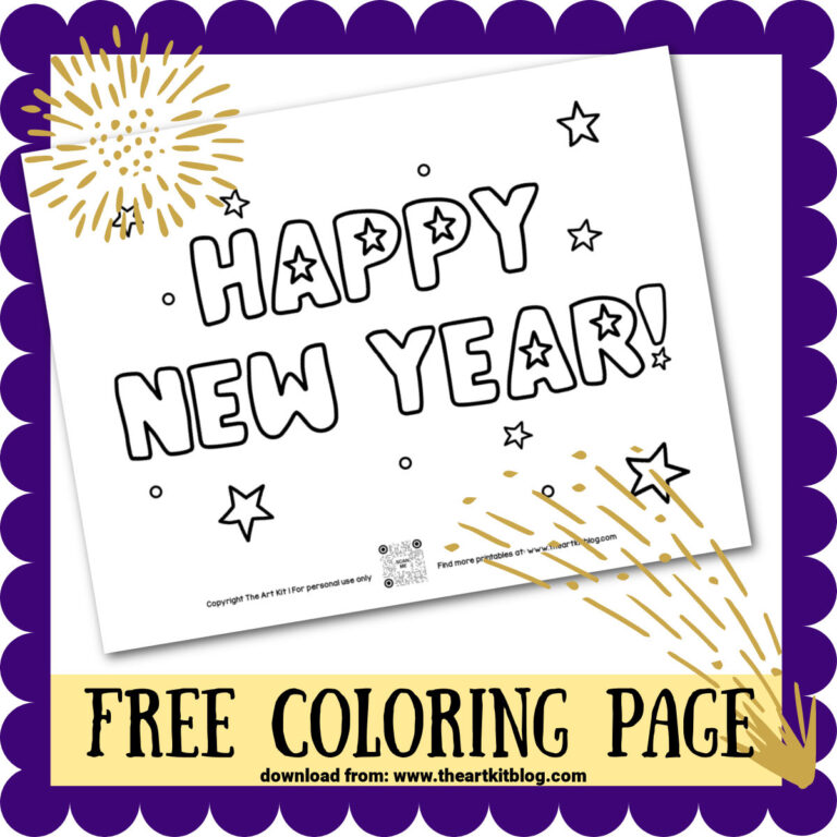 happy new year coloring page copy the art kit