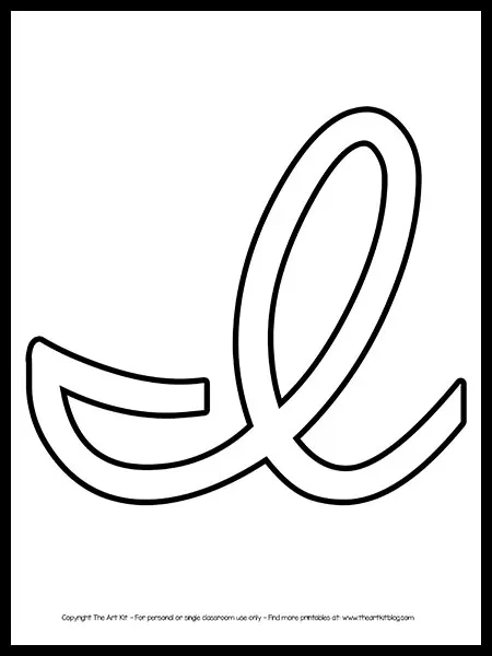 UPPERCASE letter I cursive outline coloring page printable