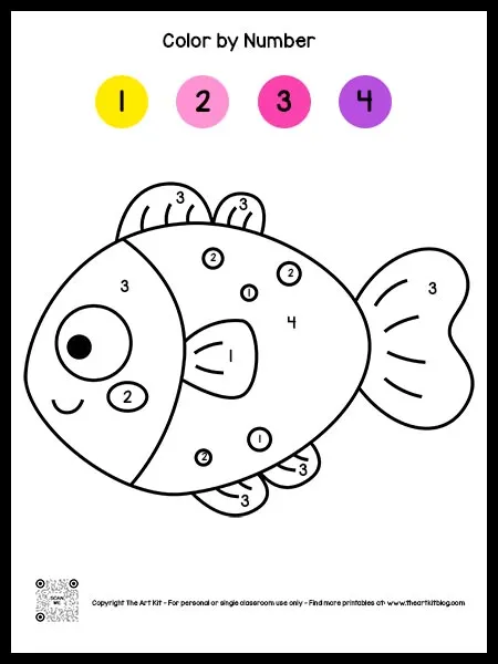Color by Number Fish Coloring Page FREE - The Art Kit